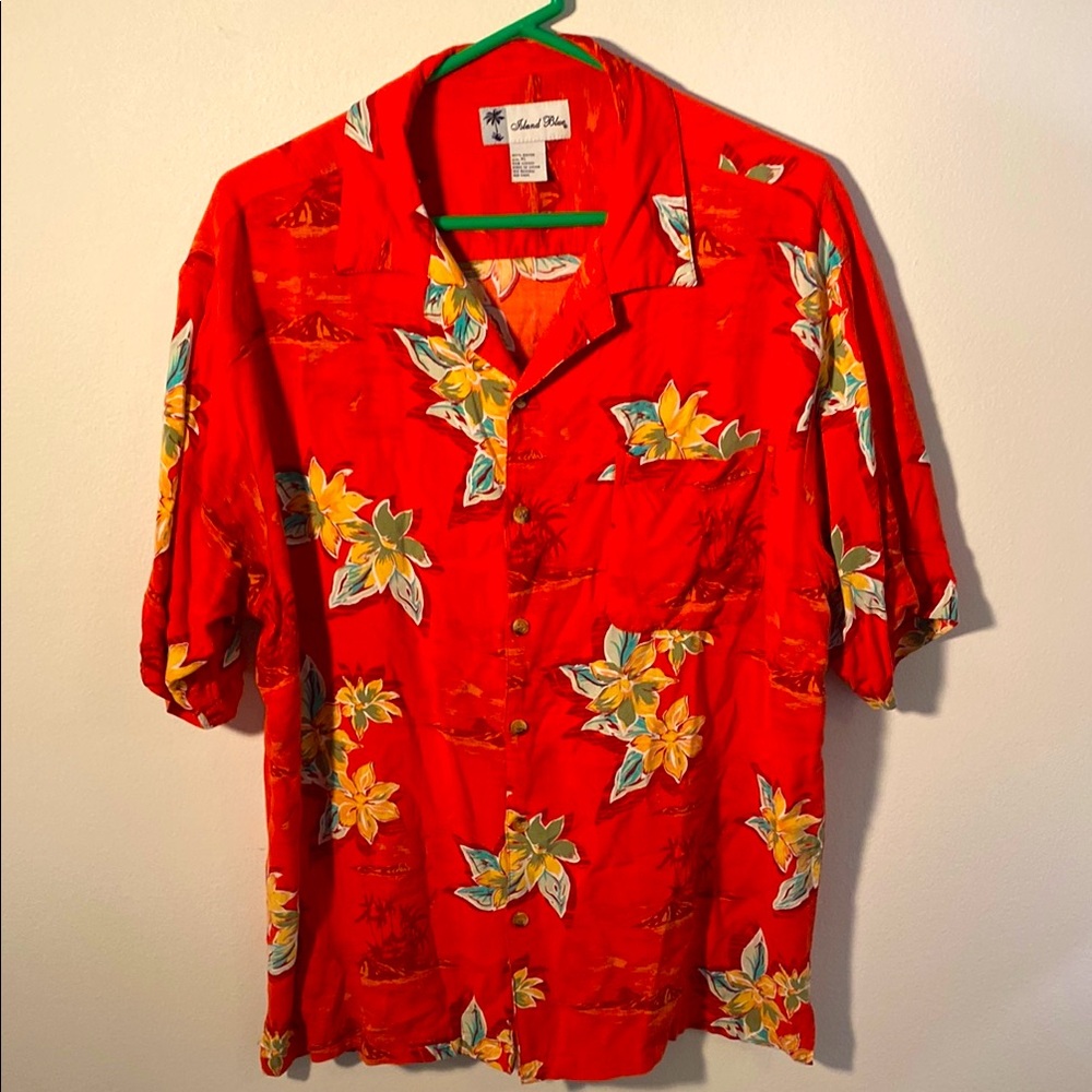 Yellow and Orange Casual Button Down Shirt with Floral Design